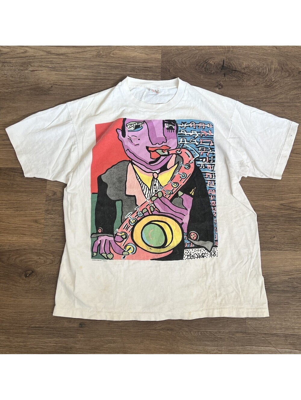 1988 Vintage Pop Art Jazz VH1 Myles Maillie T-shirt size XL